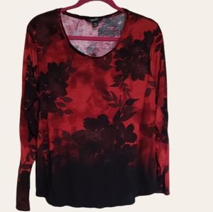 Simply Vera Vera Wang Black and Red Floral Top. Size XXL.